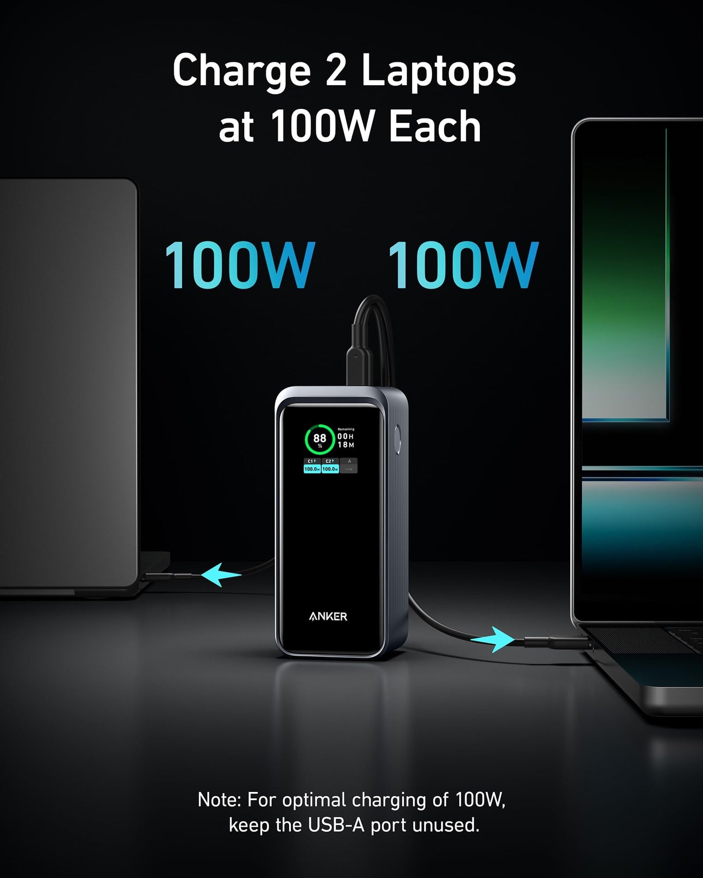 Anker Prime Power Bank, 20,000mAh Portable Charger with 200W Output, Smart Digital Display, 2 USB-C and 1 USB-A Port Compatible with iPhone 15/14/13 Series, Samsung, MacBook, Dell, and More