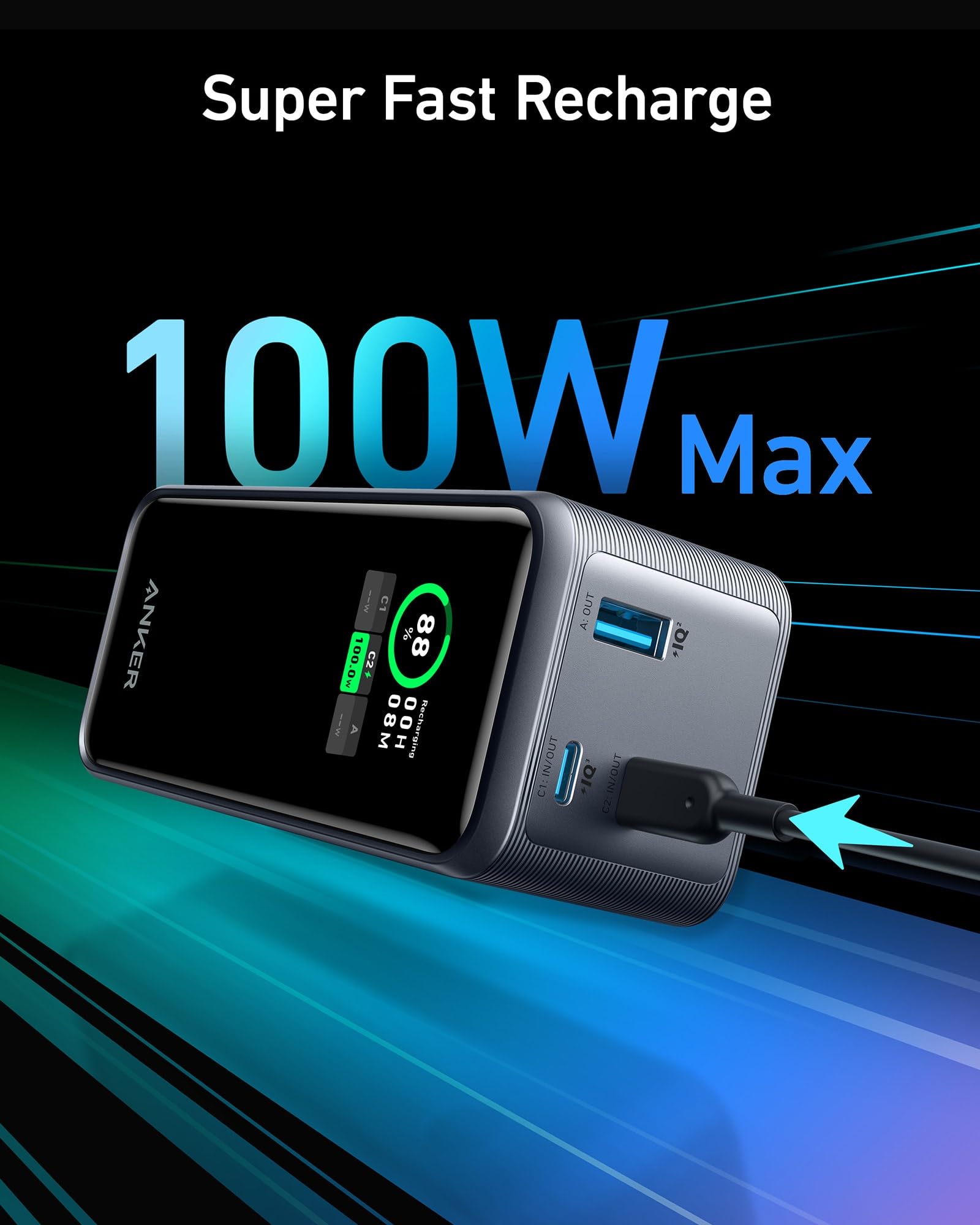 Anker Prime Power Bank Super fast recharge 100W Max