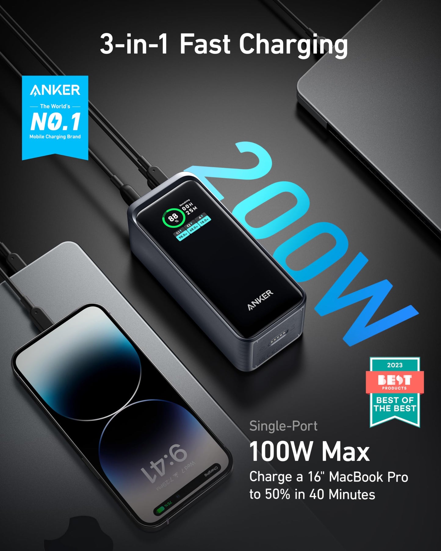 Anker Prime Power Bank 3 in 1 fast charging