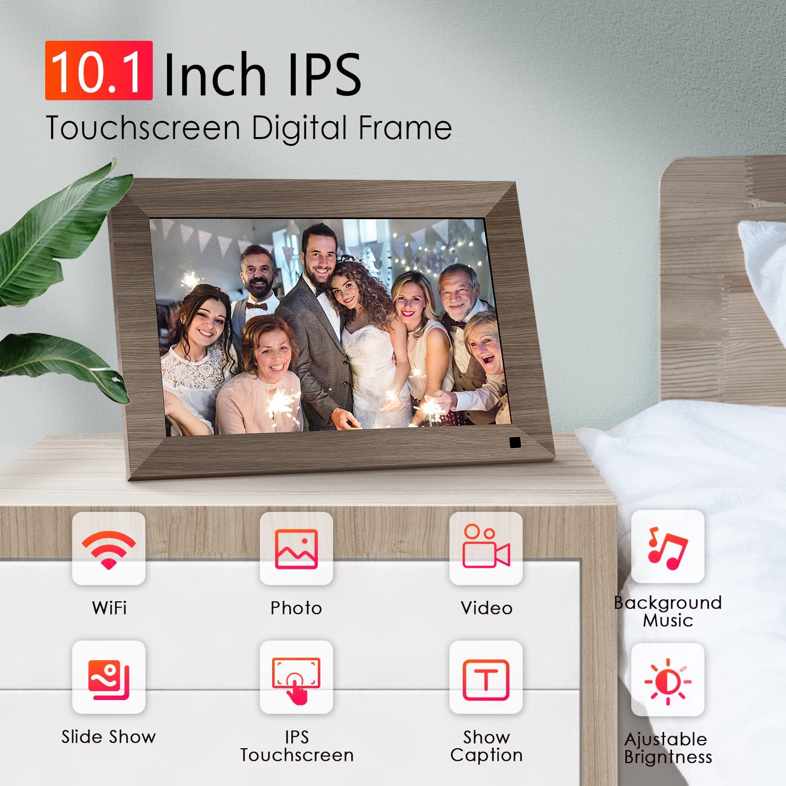 Digital Photo Frame has IPS touch screen for easy configuration